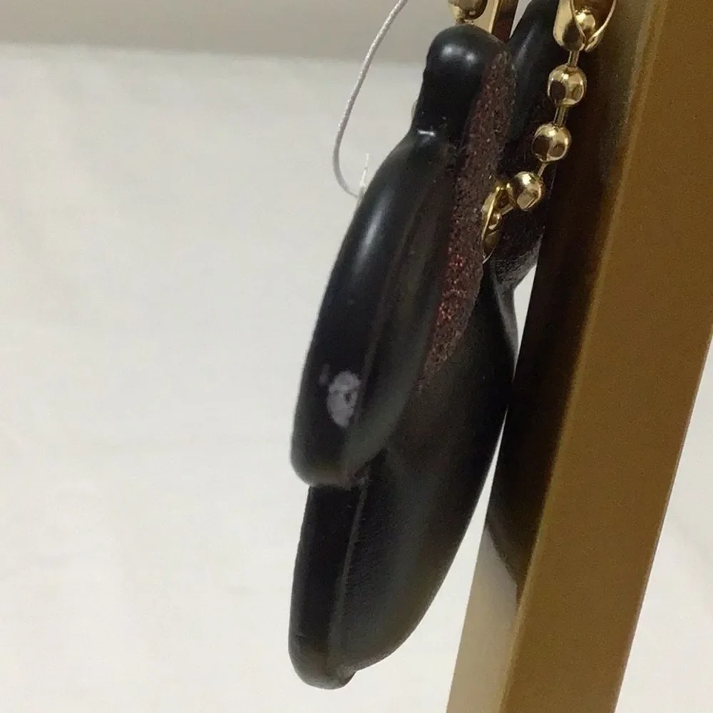 Coach X Disney Keychain Black and Brown Leather With Gold Accents Bag Charm Key